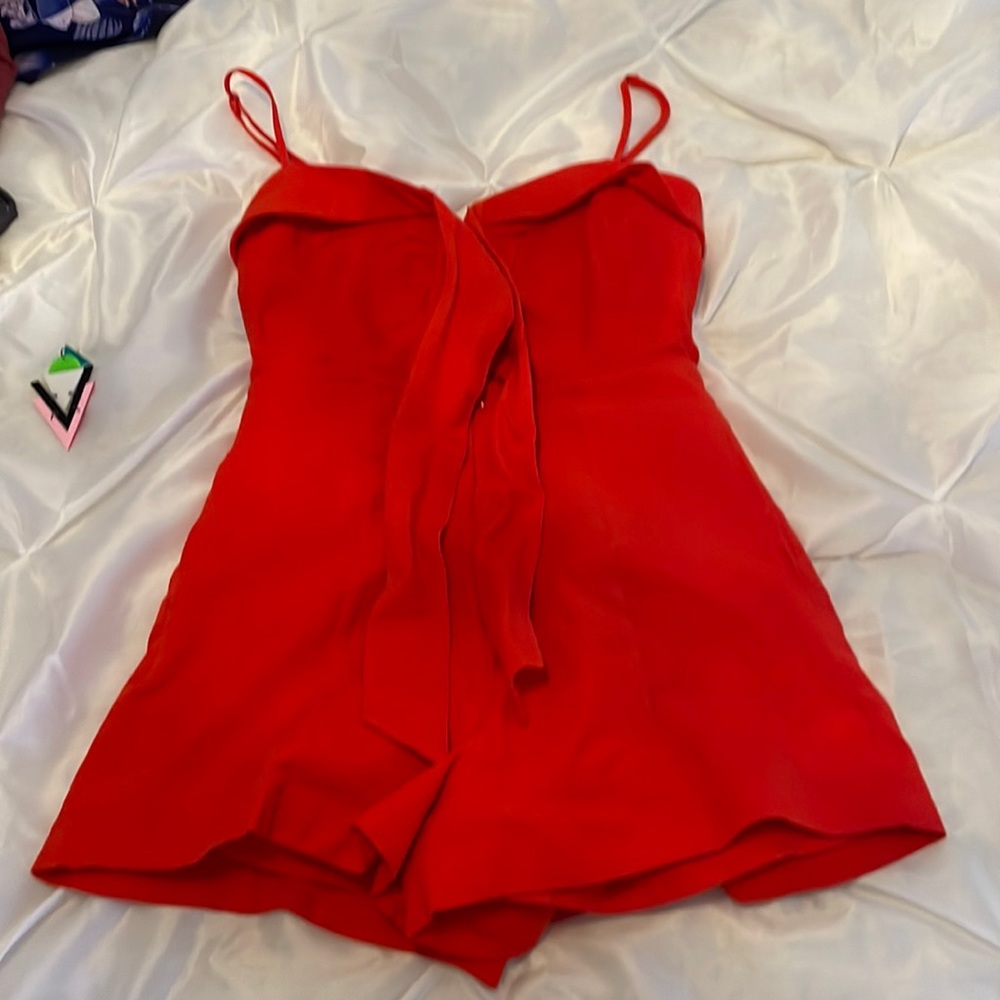 Astr Red Spaghetti Strap Romper